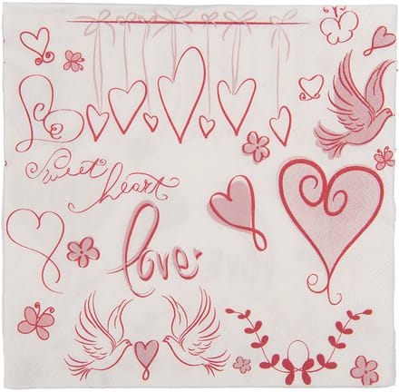 Clayre & Eef Servetten Papier Set van 20 33x33 cm Wit Papier