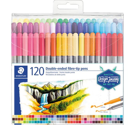 Kleurstift Staedtler 3200 dubbele punt fijn en ultrafijn assorti 120st