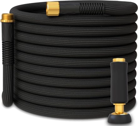 Tuinslang - Waterslang - Efficiënt Water Geven - Knikvrij en Lichtgewicht - 25FT x 1/2" - Zwart