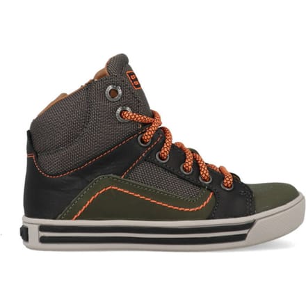 Braqeez Dylan Day Jongens Hoge Sneakers - Groen/Oranje - Leer - Veters