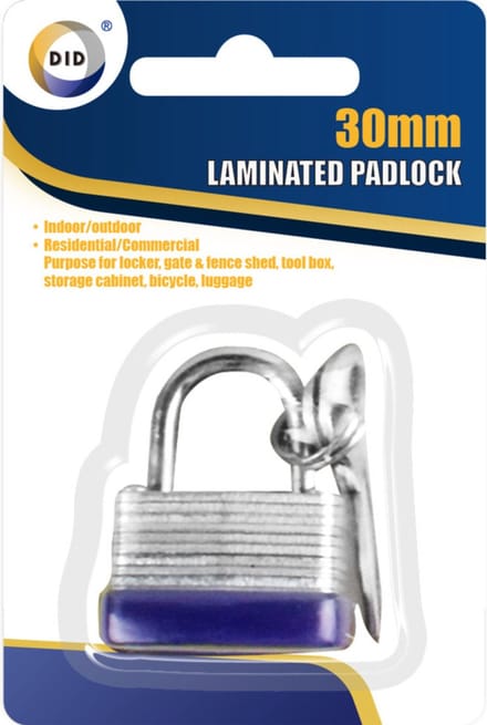 DID Hangslot met sleutel - 3 cm - metaal - voor binnen en buiten