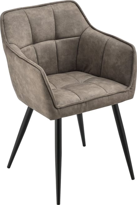 Eetkamerstoel Birmingham set van 2 fauteuils taupe en zwart [en.casa]