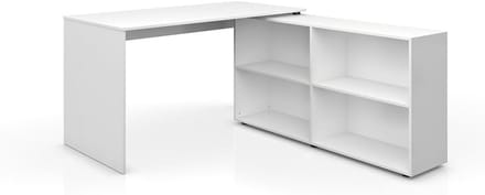Hoekbureau Wit 137 x 60 cm Flexibel Bureau Inclusief Opbergruimte