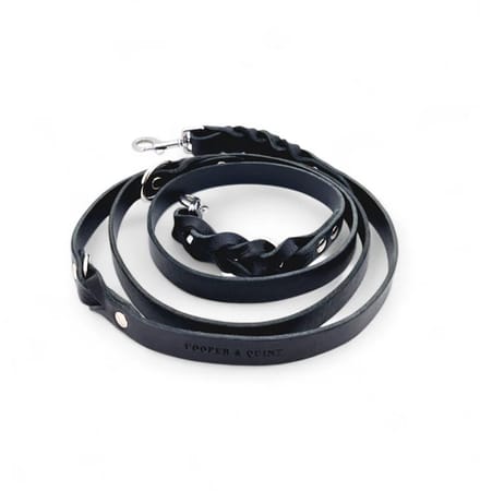 Cooper & Quint Twisted Switch Verstelbare Hondenriem - Zwart - 2cm - Zilver