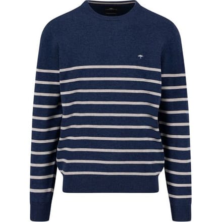 Fynch-Hatton Trui O-Neck Stripe Superfine Cotton Knit Night / male