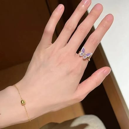 Vlinder ring | paars | goud gekleurd