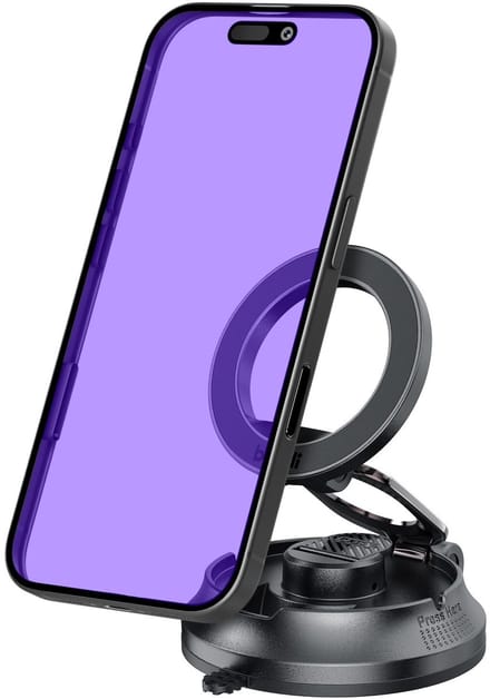 Buddi MagWay MagSafe Houder Auto Dashboard met Zuignap - Telefoonhouder Auto - 360° Draaibaar - Compact formaat - Inklapbaar - Universeel - Zwart