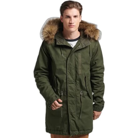Militaire parka met nepbont Superdry