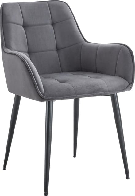 CLP Ferndale eetkamerstoel, fauteuil met beklede fluwelen hoes donkergrijs