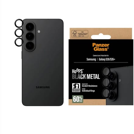PanzerGlass Screenprotector geschikt voor Samsung Galaxy S26 Glazen | PanzerGlass Hoops Camera Lens Protector - Case Friendly - Zwart
