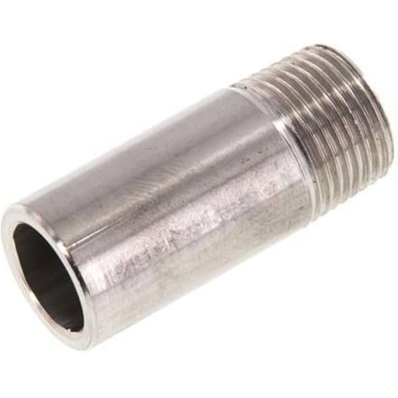 R 3/8'' Buitendraad x 17.2mm RVS Pijpnippel met Las uiteinde 20 Bar DIN 2982 - 40mm [2 Stuks]