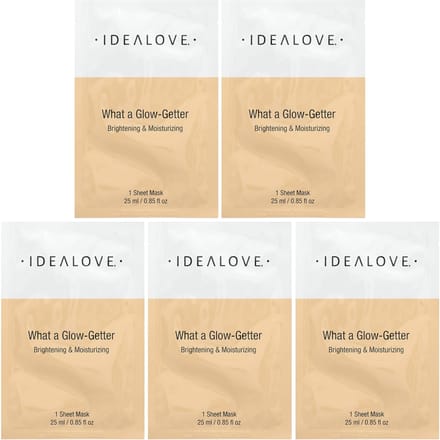 Idealove, Quel éclat !, Éclaircissant & Hydratant, 5 Masques en tissu beauté, 25ml (0,85 fl oz) chaque beige
