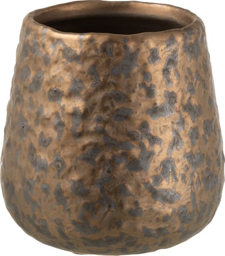 J-Line bloempot Spikkel Rond - keramiek - koper - small - 2 stuks - Ø 12 cm