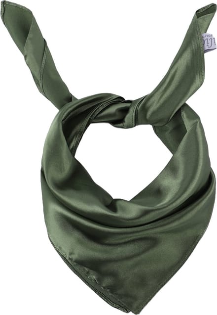 Emilie scarves - Sjaal - satijn - olijfgroen - vierkant 60*60 cm