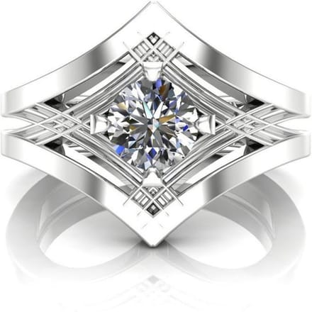 1 Diamant Trillion Geslepen Verlovingsring Elegante Feestelijke Echte Massieve 14k Witgoud 9