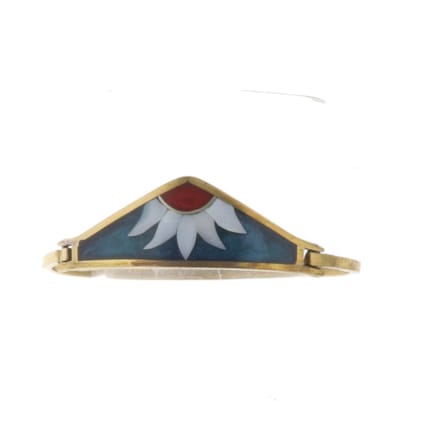 Behave Armband - vintage - bangle - goud kleur - bloem - blauw - 17 cm
