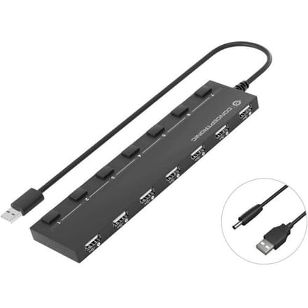 Conceptronic HUBBIES 7-Port-USB-2.0-Hub HUBBIES08B USB-hub 7 poorten USB-A USB 2.0 480 MBit/s Zwart