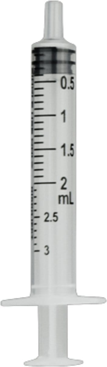 Wegwerpspuit 3-delig Luer hub 2ml - Rubber conus - 1 Stuk