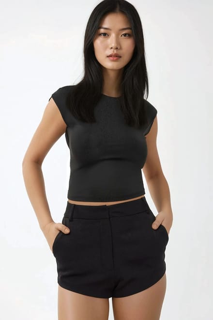 Hoge Taille Rechte Pijpen Shorts