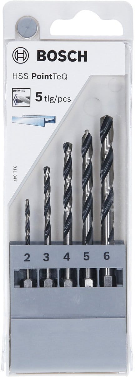 Bosch Accessories 2607002824 PointTeQ HSS Metaal-spiraalboorset 5-delig 2 mm, 3 mm, 4 mm, 5 mm, 6 mm DIN 338 Zeskant schacht 1 stuk(s)