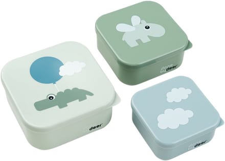 Done By Deer Happy Clouds Snackbox Green 3 Stuks