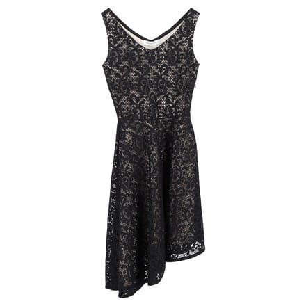 Asymmetrische kanten jurk van Christian Dior in zwart polyester