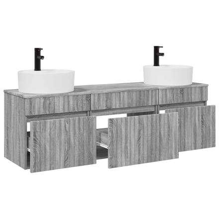 vidaXL - Badkamerkast - set - 3 - st - Grijs - Sonoma - 49 - x - 44,5 - x - 65 - cm
