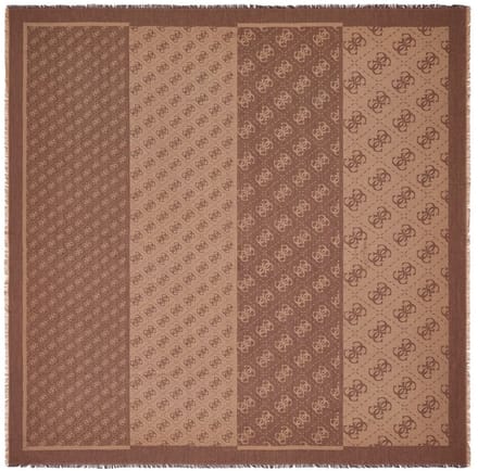GUESS sjaal Lindsey Jacquard Kefiah 120X120 Brown Logo bruine