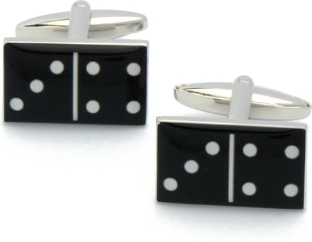 Manchetknopen - Domino Steentjes Zwart met Witte Stippen