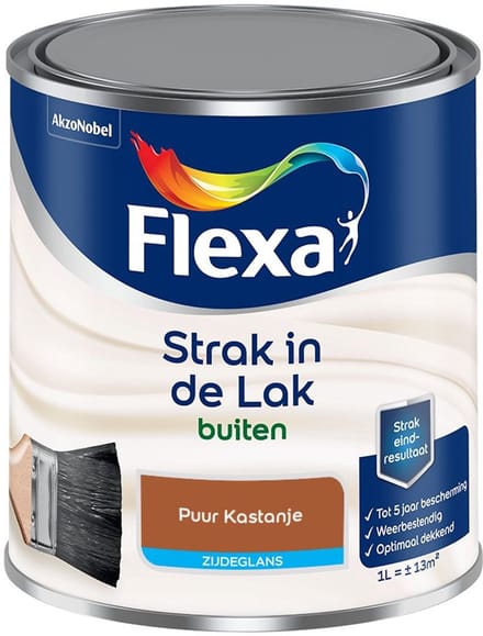 Flexa - Strak In De Lak Buitenlak Zijdeglans - Puur Kastanje - Mengverf - 1 L