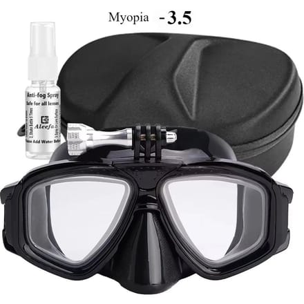 Masque de plongée sous-marine avec support GoPro Lentille trempée Lunettes de plongée et de natation Bande élastique élastique Boîte cadeau