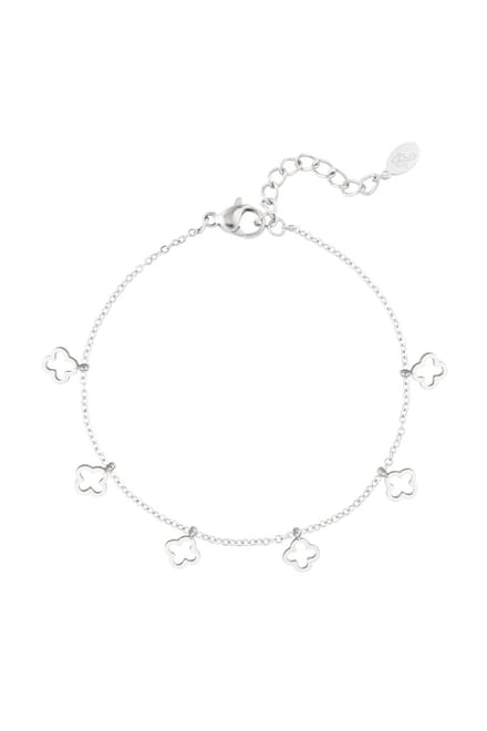 Armband - Bracelet 6 clovers - silver -Zilver -cadeautje - Yehwang - kerst - sint