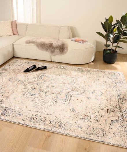 Vintage vloerkleed - Fancy Classic crème/beige 80x150