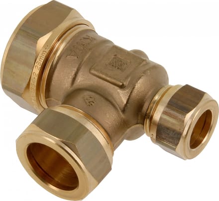 Bonfix knelkoppeling - T-stuk verlopend - 28mm x 22mm x 15mm - Messing