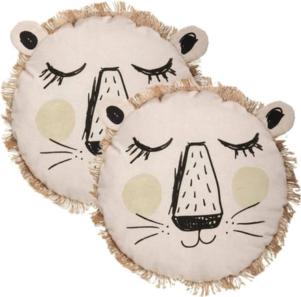 Atmosphera Dieren sierkussen - 2x - kinderkamer - leeuw - 38 cm - polyester