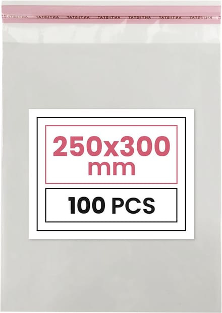 Plastic zakjes met plakstrim - 25x30 cm - transparant - 100 zakken