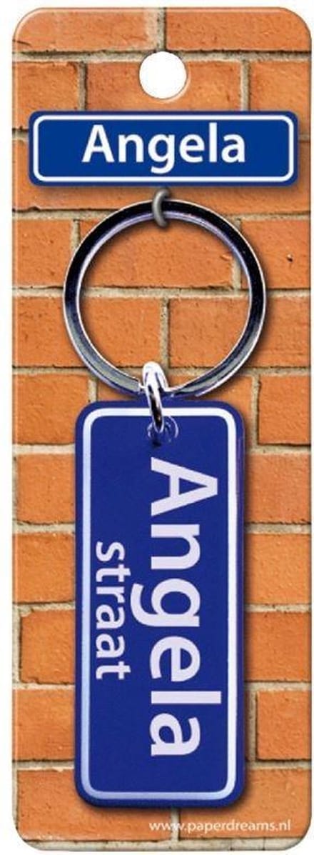 Paper Dreams Sleutelhanger Straatnaam Angela 9 Cm Staal Blauw