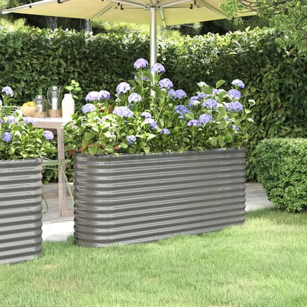 vidaXL - Plantenbak - 152x40x68 - cm - gegalvaniseerd - staal - grijs