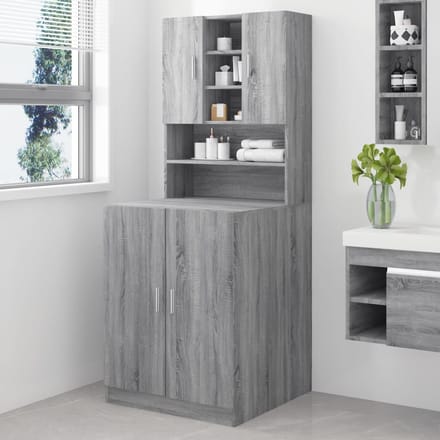 vidaXL - Wasmachinekast - bewekrt - hout - grijs - sonoma - eikenkleurig
