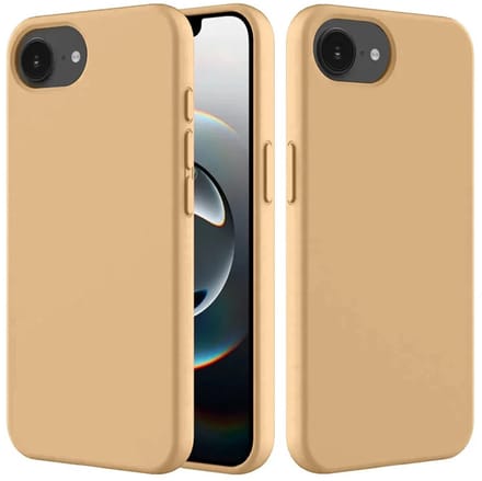 MobyDefend Hoesje - Geschikt voor iPhone 16e / iPhone 17e - Matte Siliconen Backcover - Licht Oker