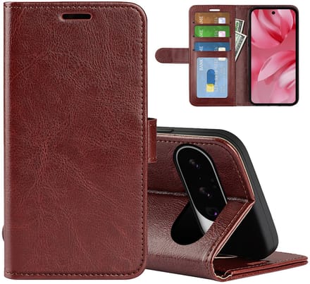 MobyDefend Hoesje - Geschikt voor Google Pixel 10 / Google Pixel 10 Pro - Wallet Book Case (Sluiting Achterkant) - Bruin