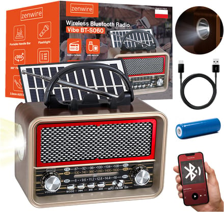 Zenwire BT-S060 Draagbare Radio - FM/AM/SW - Bluetooth - Zonnepaneel