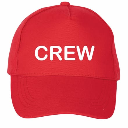 Mijncadeautje - 5 panel - Cap - Verstelbaar - Pet van 100% dik geborsteld katoen- unisex - opdruk wit - Crew - rood