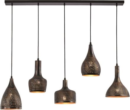 Freelight - Hanglamp Fueco 5 lichts L 120 cm bruin zwart