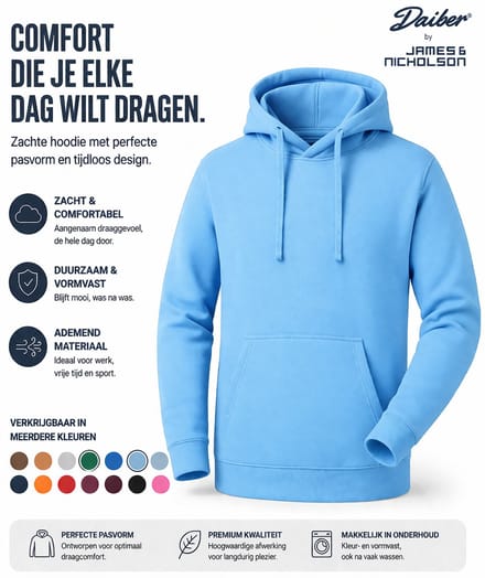 James And Nicholson Heren Basis Hoodie (Hemelsblauw)