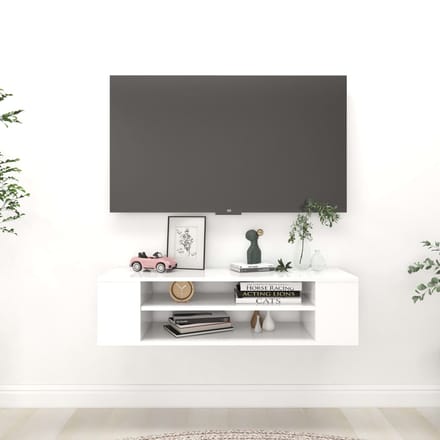 vidaXL - Tv-hangmeubel - 100x30x26,5 - cm - bewerkt - hout - wit