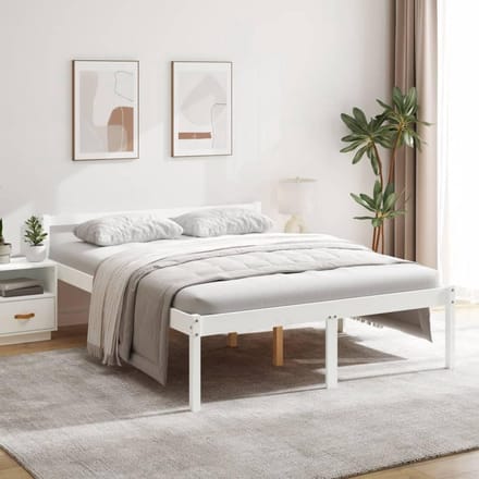 Houten Bedframe - Slaapmeubel - Comfortabel Slapen - Zithoogte 45cm - 160x200cm - Wit