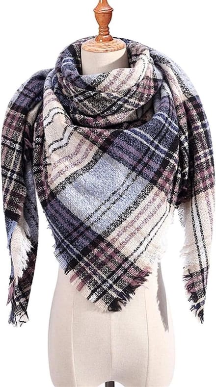 Dames Sjaal - Warme omslagdoek - Extra warmte - Klassiek ruitpatroon - 200x135cm - Brons