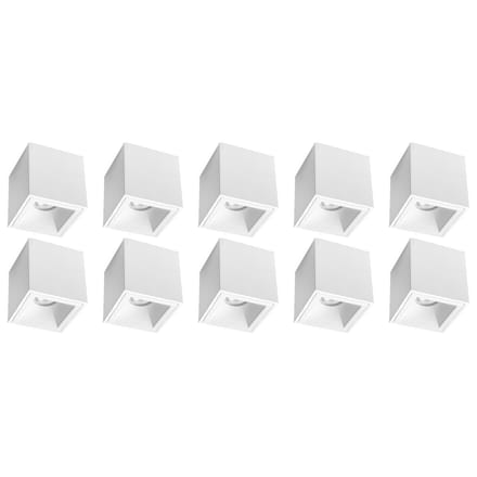 Opbouwspot 10 Pack - Pragmi Cliron Pro - GU10 Fitting - Opbouw Vierkant - Mat Wit - Aluminium - Verdiept - Ø90mm