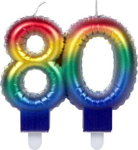 Boland - Kaarsje '80' regenboog 80 Multi - Regenboog - Regenboog